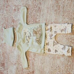 Disney Bambi Baby Cream and Green Outfit